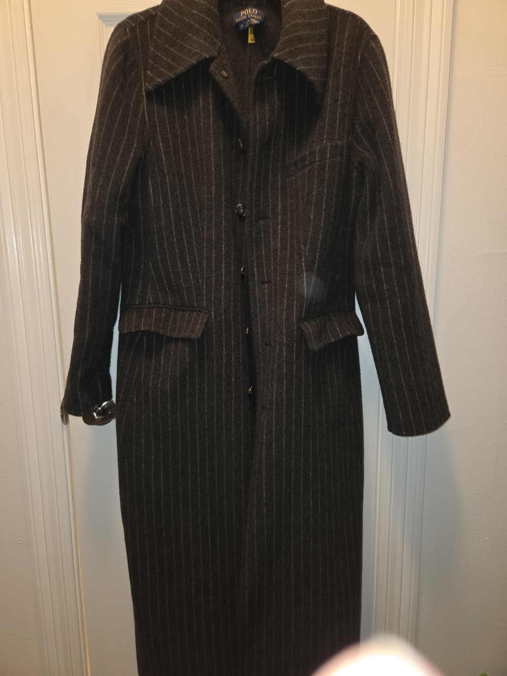 Polo by Ralph Lauren  Pinstripe Long Wool Coat